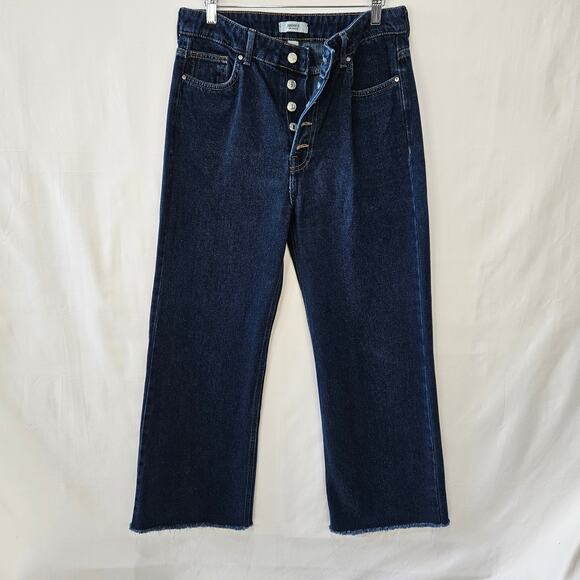 Forever 21 Women's Button Up Wide Leg Raw Hem Jeans 29 - Picture 1 of 11